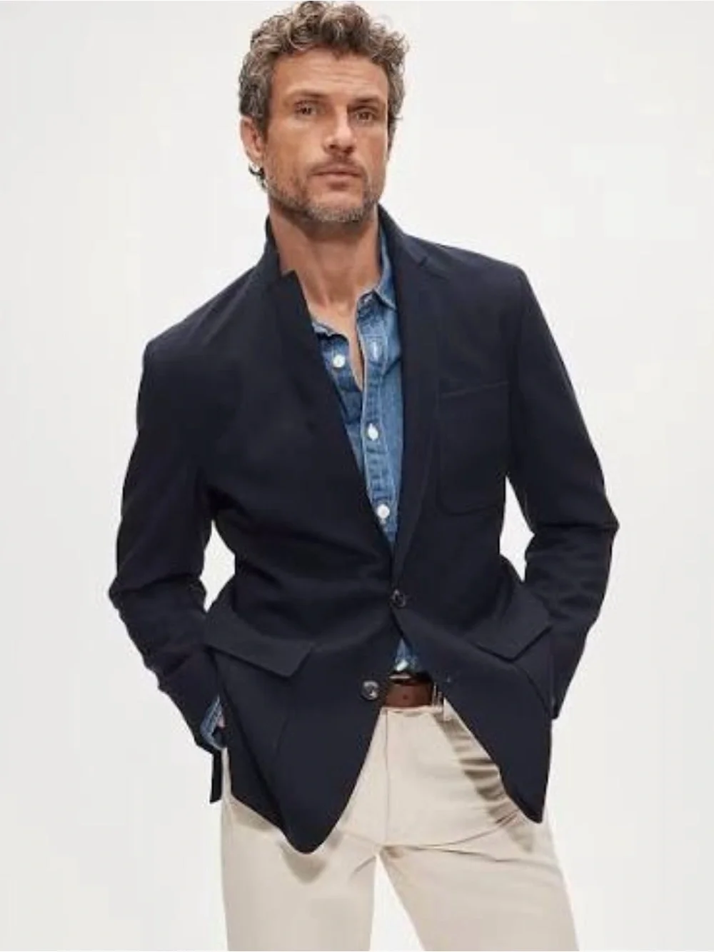 J. CREW Ludlow Slim-fit suit jacket in Japanese cotton chino Navy 44 R NWD CF181